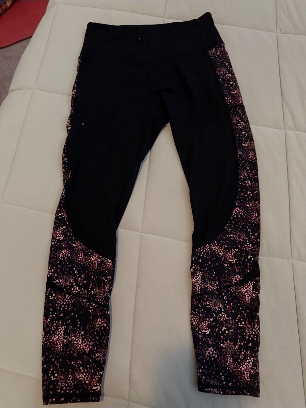 #0167 Skechers GoFlex Black Pink Metallic Print Athletic Leggings Size Small